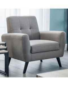Monza Linen Fabric Upholstered Armchair In Grey