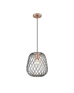 Moorgate 1 Bulb Weaved Frame Ceiling Pendant Light In Antique Copper