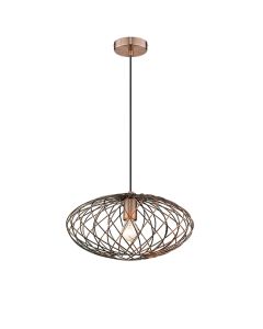 Moorgate 1 Bulb Weaved Frame Oval Ceiling Pendant Light In Antique Copper