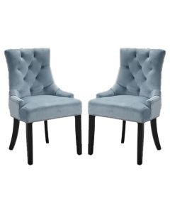 Morgan Blue Fabric Dining Chairs In Pair