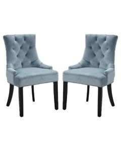 Morgan Blue Fabric Dining Chairs In Pair