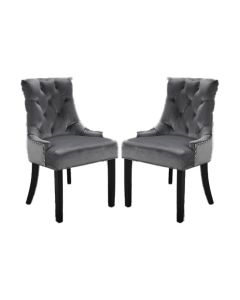 Morgan Grey Fabric Dining Chairs In Pair