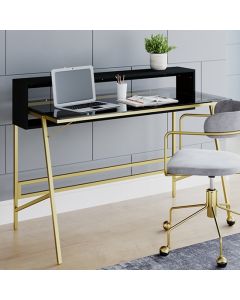 Morgan Smoked Glass Top Computer Desk With Gold Frame