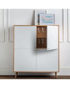 Moritz Wooden 4 Doors Storage Cabinet In White And Oak