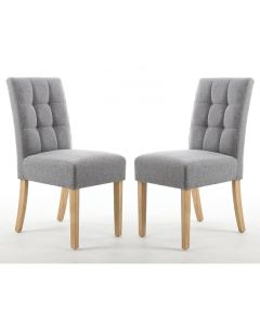 Moseley Silver Grey Fabric Dining Chairs In Pair With Natural Legs
