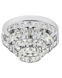 Motown Clear Crystals 4 Lights Flush Ceiling Light In Chrome
