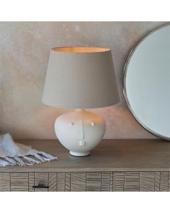 Mrs And Cici 12 Inch Grey Shade Table Lamp With Matt White Ceramic Base