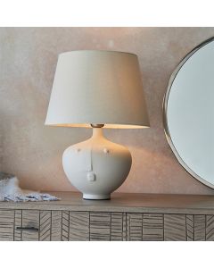 Mrs And Cici 12 Inch Ivory Shade Table Lamp With Matt White Ceramic Base