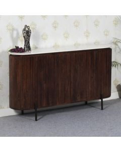 Opal White Marble Top And Mango Wood Sideboard In Dark Mahogany