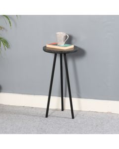 Opal Marble Top Side Table With Black With Black Metal Legs