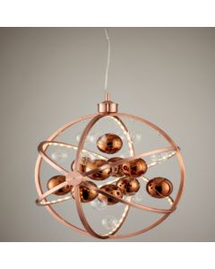 Muni 480mm Clear Glass Ceiling Pendant Light In Polished Copper