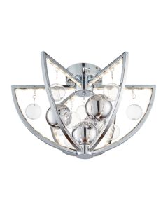 Muni Clear Glass Spheres Flush Ceiling Light In Polished Chrome