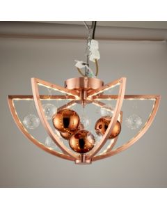 Muni Clear Glass Spheres Flush Ceiling Light In Polished Copper