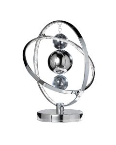 Muni Clear Glass Suspended Spheres Table Lamp In Polished Chrome