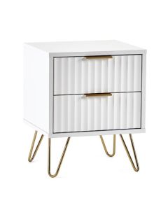 Murano Wooden Bedside Cabinet With 2 Drawers In Matt White