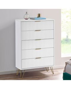 Murano Wooden Chest Of 5 Drawers In Matt White