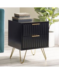 Murano Wooden Lamp Table With 2 Drawers In Matt Black