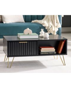 Murano Wooden Coffee Table With 2 Drawers In Matt Black