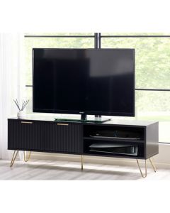 Murano Wooden TV Stand With 2 Doors In Matt Black