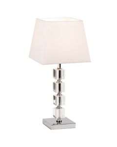 Murford White Fabric Table Lamp In Chrome