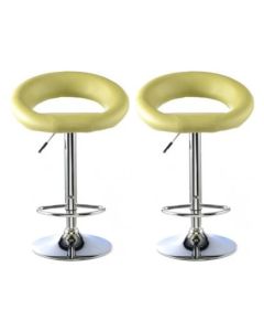 Murry Lime Faux Leather Bar Stools In Pair With Chrome Base