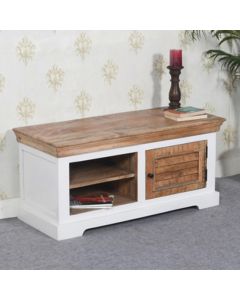 Alfie Solid Mango Wood TV Stand With 1 Door In Oak