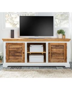 Alfie Solid Mango Wood TV Stand With 2 Doors In Oak