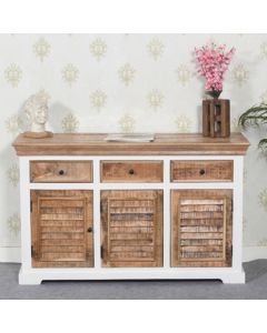 Alfie Solid Mango Wood Sideboard With 3 Doors 3 Drawers In Oak