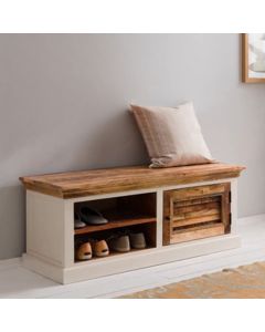 Alfie Solid Mango Wood Shoe Rack In Oak