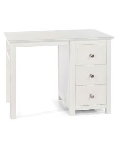 Nairn Glass Top Single Pedestal Dressing Table In White