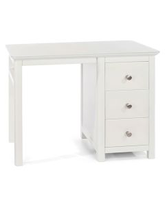 Nairn Glass Top Single Pedestal Dressing Table In White