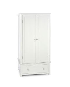 Nairn Glass Top Wooden 2 Doors And 1 Drawer Wardrobe In White