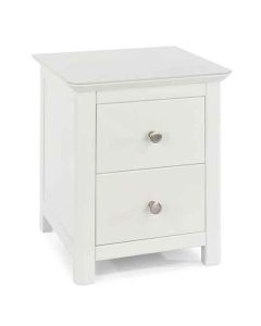 Nairn Glass Top Wooden 2 Drawers Bedside Cabinet In White