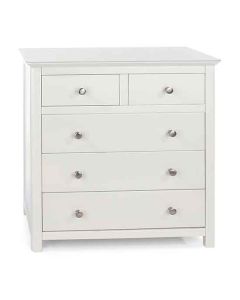 Nairn Glass Top Wooden Chest Of Drawers With 5 Drawers In White