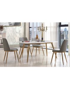 Namibia Marble Dining Set With 4 Grey Fabric Chairs