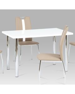 Naomi Wooden Dining Table In White High Gloss With Chrome Legs