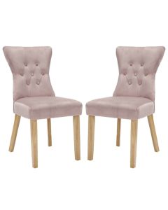 Naples Blush Pink Fabric Dining Chairs In Pair