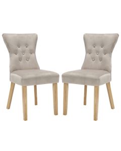 Naples Champagne Fabric Dining Chairs In Pair
