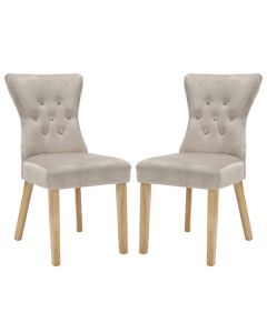 Naples Champagne Fabric Dining Chairs In Pair