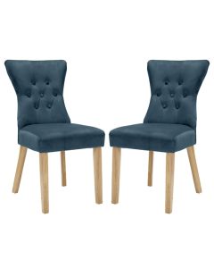 Naples Peacock Fabric Dining Chairs In Pair