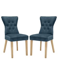 Naples Peacock Fabric Dining Chairs In Pair
