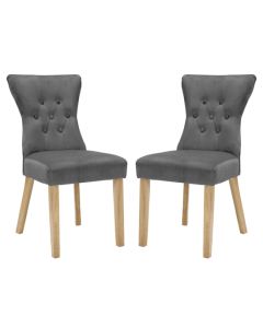 Naples Steel Grey Fabric Dining Chairs In Pair