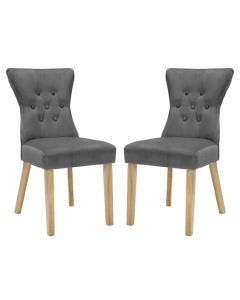 Naples Steel Grey Fabric Dining Chairs In Pair