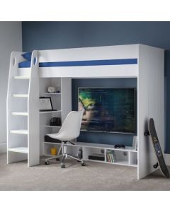 Nebula Wooden Gaming Bunk Bed With Desk In White