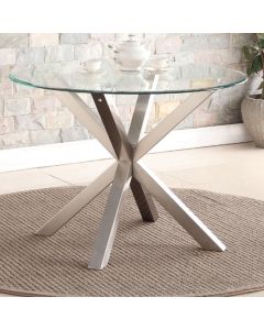 Nelson Glass Dining Table With Brushed Stainless Steel Legs