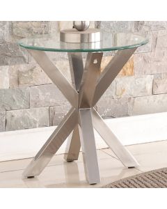Nelson Glass Lamp Table With Brushed Stainless Steel Legs
