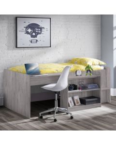 Neptune Wooden Midsleeper Single Bed In Grey Oak