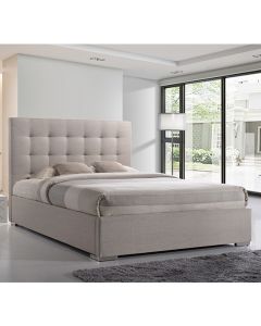 Nevada Fabric Upholstered King Size Bed In Sand