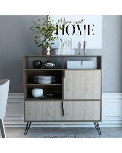 Nevada Medium Wooden 3 Doors Sideboard In Smoked Oak Effect