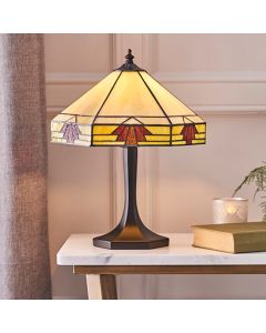 Nevada Small Tiffany Glass Table Lamp In Dark Bronze